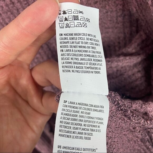 American Eagle Soft Sexy Plush Cardigan Mauve Purple Size XS Waffle Knit Sweater - Picture 6 of 9